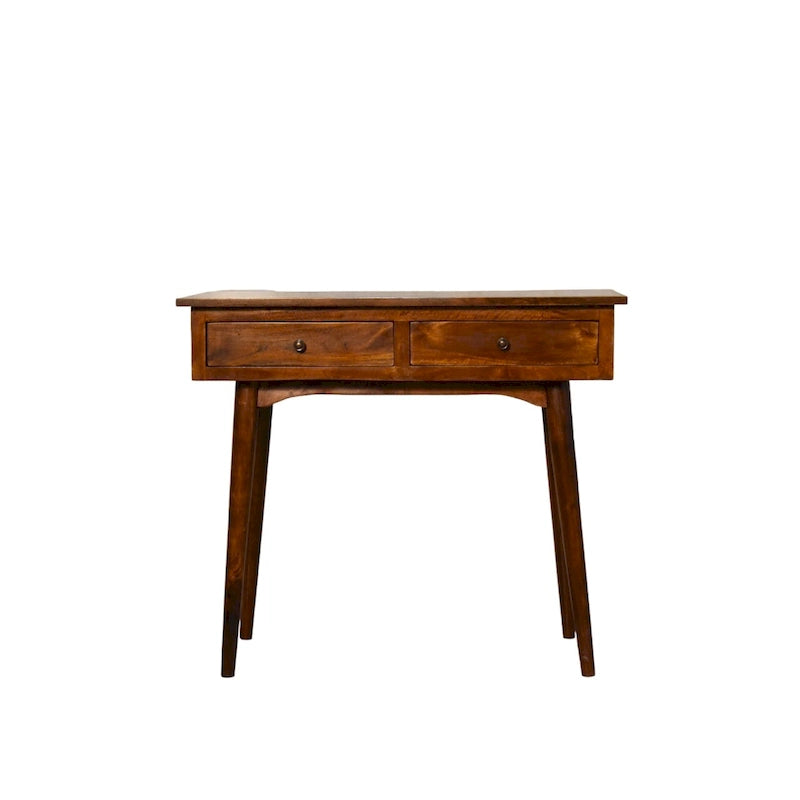 Chestnut Hallway 2 Drawer Console Table Solid Wood 35 Inch