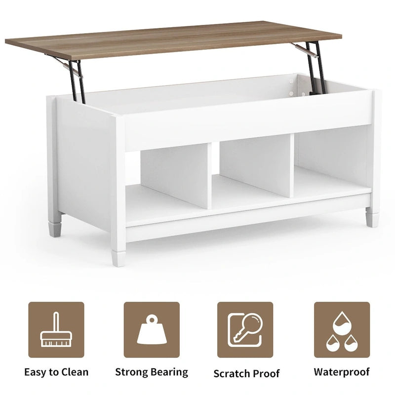 Lift Top Coffee Table with Hidden Compartment and Storage