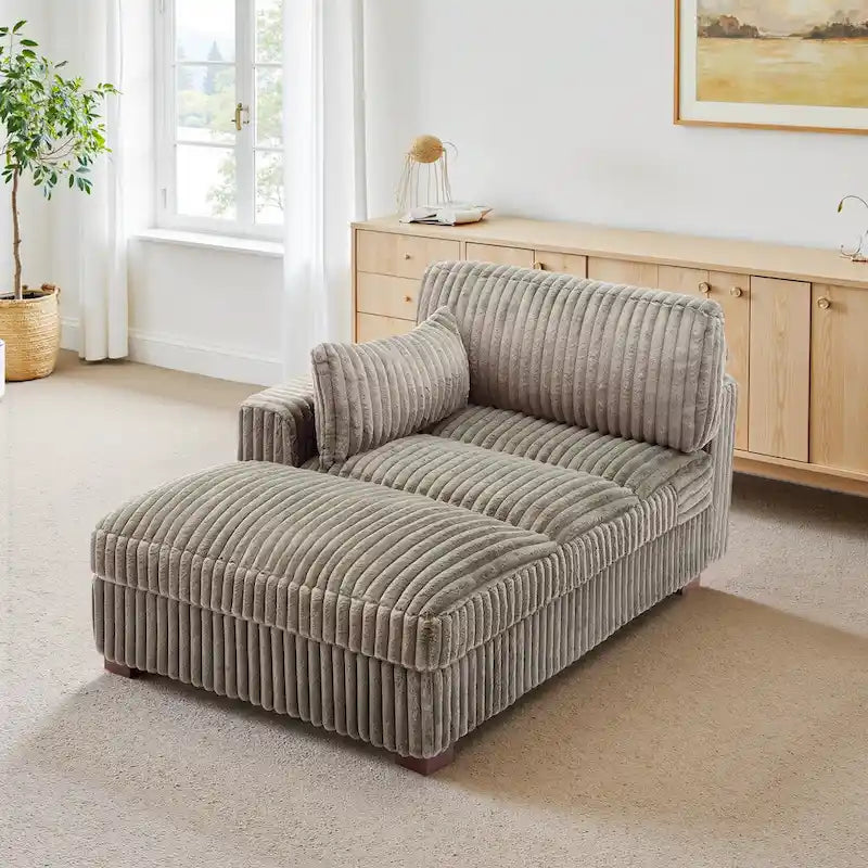 Upholstered Plush Chaise Lounge Chair