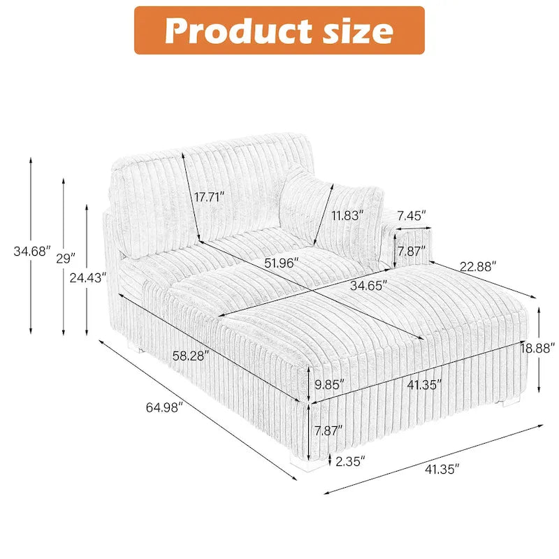Upholstered Plush Chaise Lounge Chair