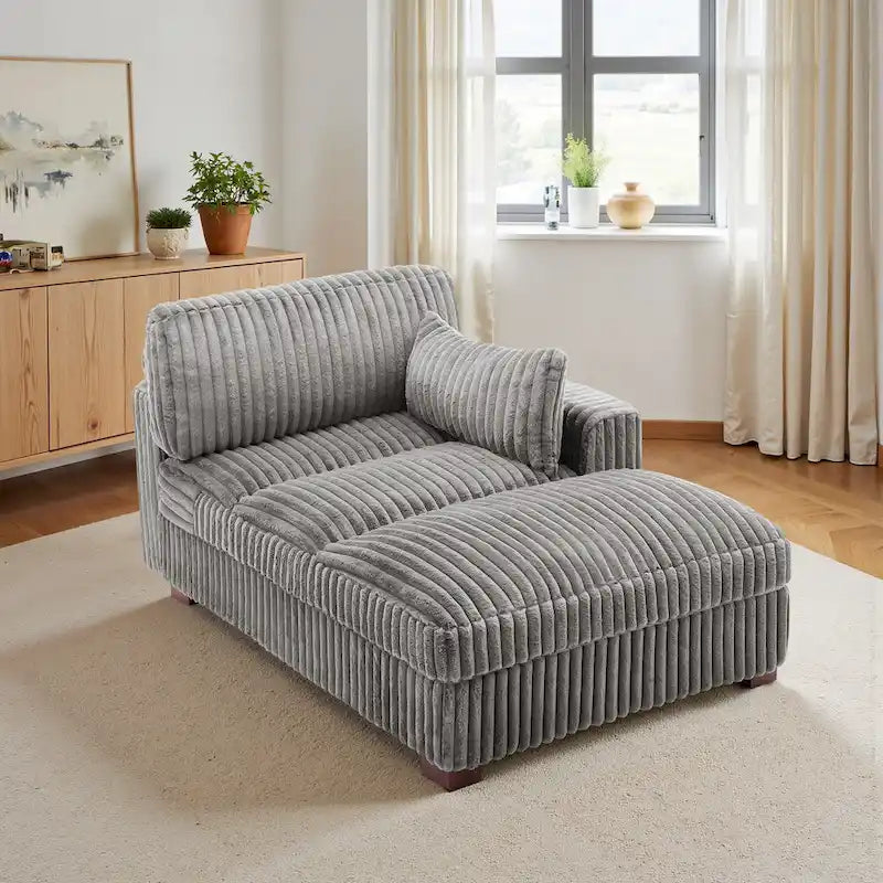 Chaise longue rembourrée en peluche
