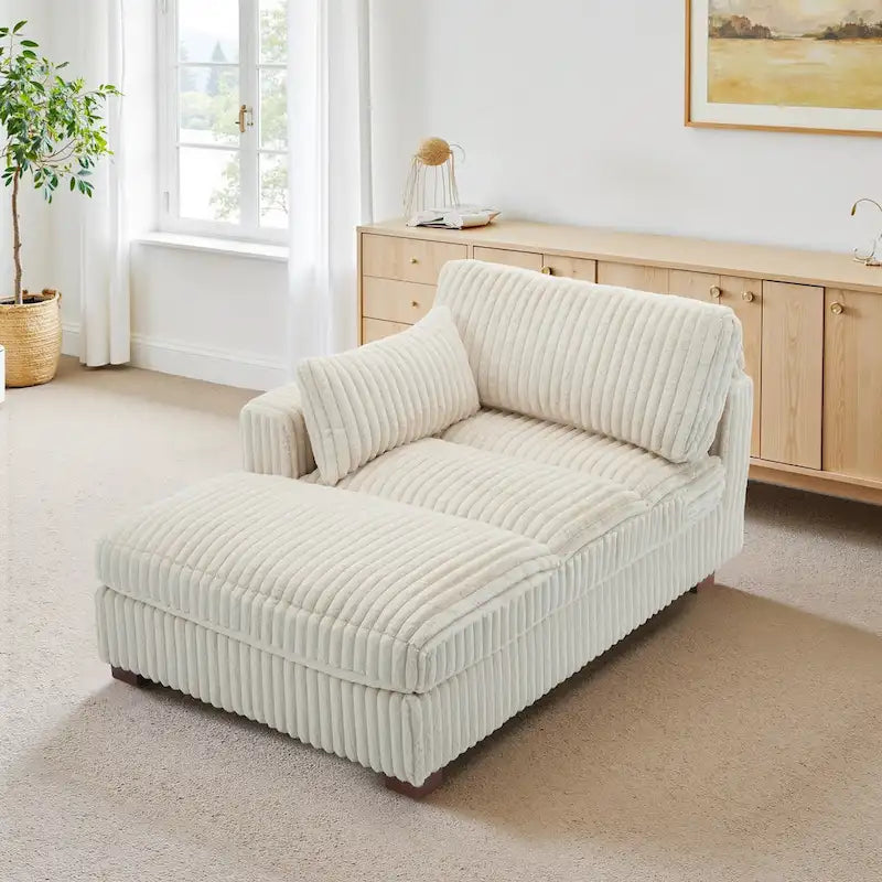 Chaise longue rembourrée en peluche