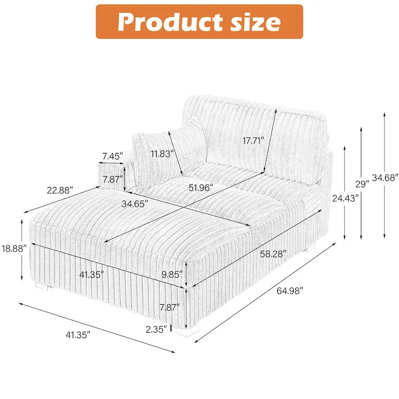 Chaise longue rembourrée en peluche