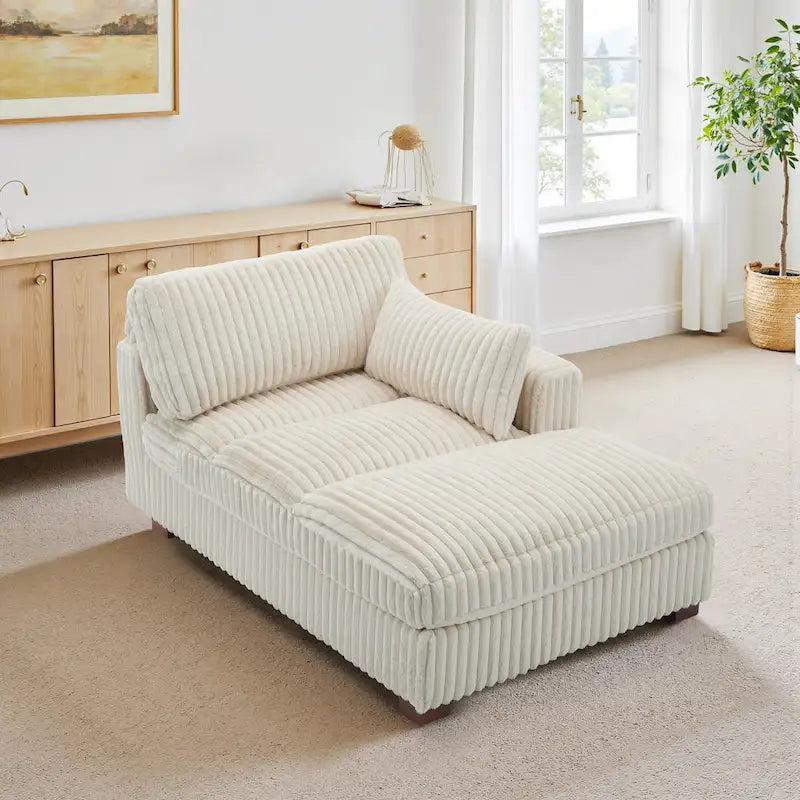 Chaise longue rembourrée en peluche
