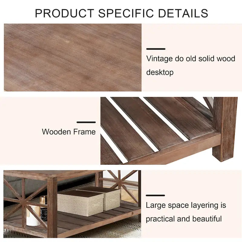 Modern Coffee Table with Storage Shelves – Brown