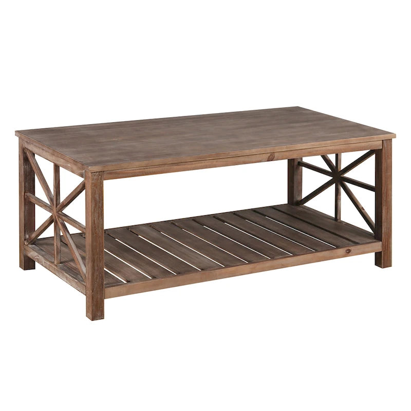 Modern Coffee Table with Storage Shelves – Brown