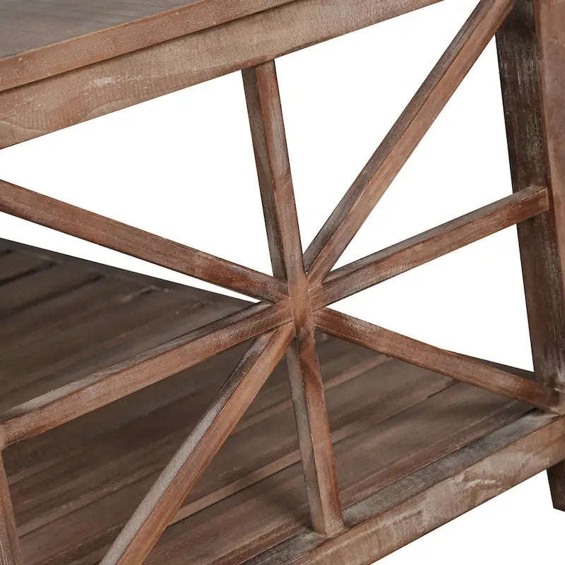 Modern Coffee Table with Storage Shelves – Brown