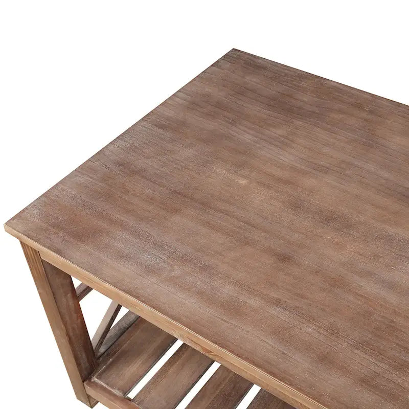 Modern Coffee Table with Storage Shelves – Brown
