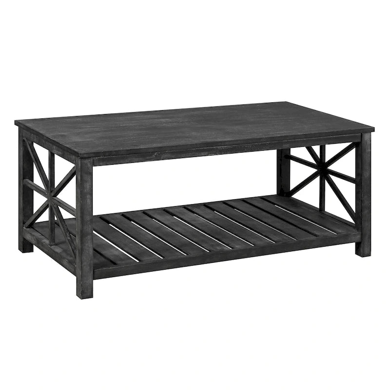 Modern Coffee Table with Storage Shelves – Brown