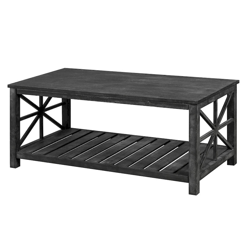 Modern Coffee Table with Storage Shelves – Brown