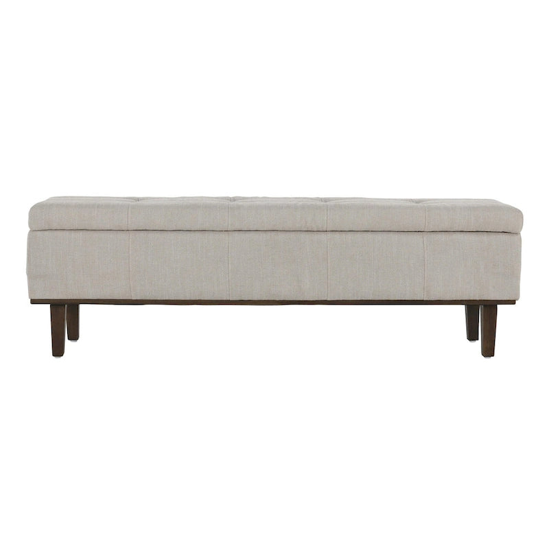 Tufted Storage Bench with Interior Storage, Light Beige 54"