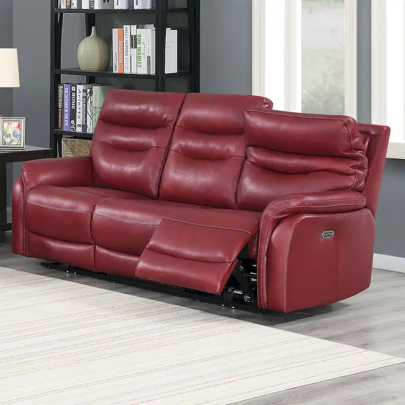 Power Reclining Top Grain Leather Sofa