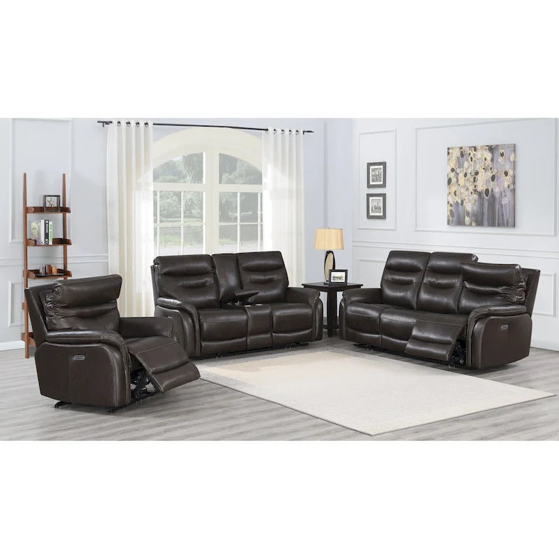 Power Reclining Top Grain Leather Sofa