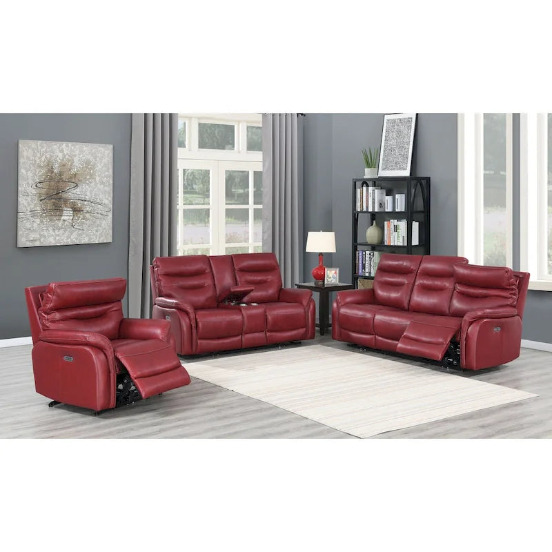 Power Reclining Top Grain Leather Sofa