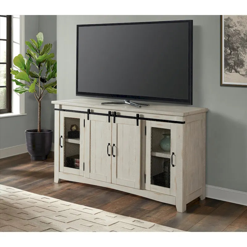 65-inch Solid Wood Barn Door TV Stand Console