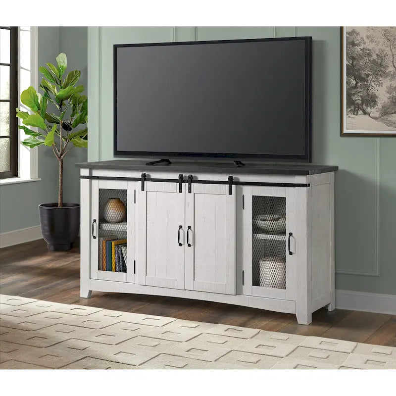 65-inch Solid Wood Barn Door TV Stand Console