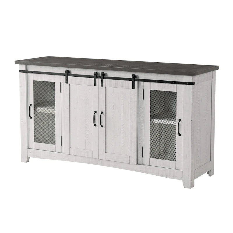 65-inch Solid Wood Barn Door TV Stand Console