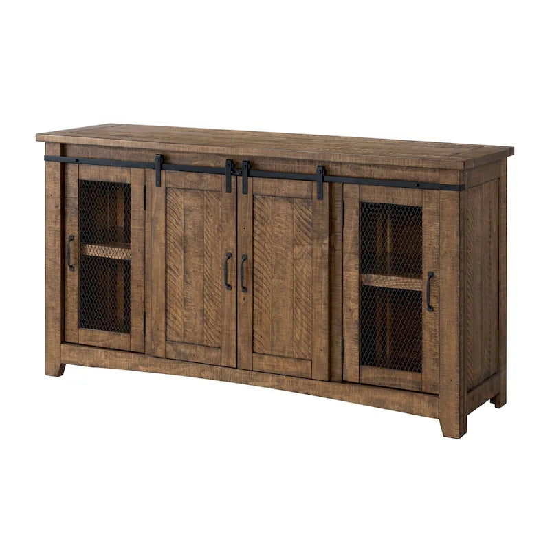 65-inch Solid Wood Barn Door TV Stand Console