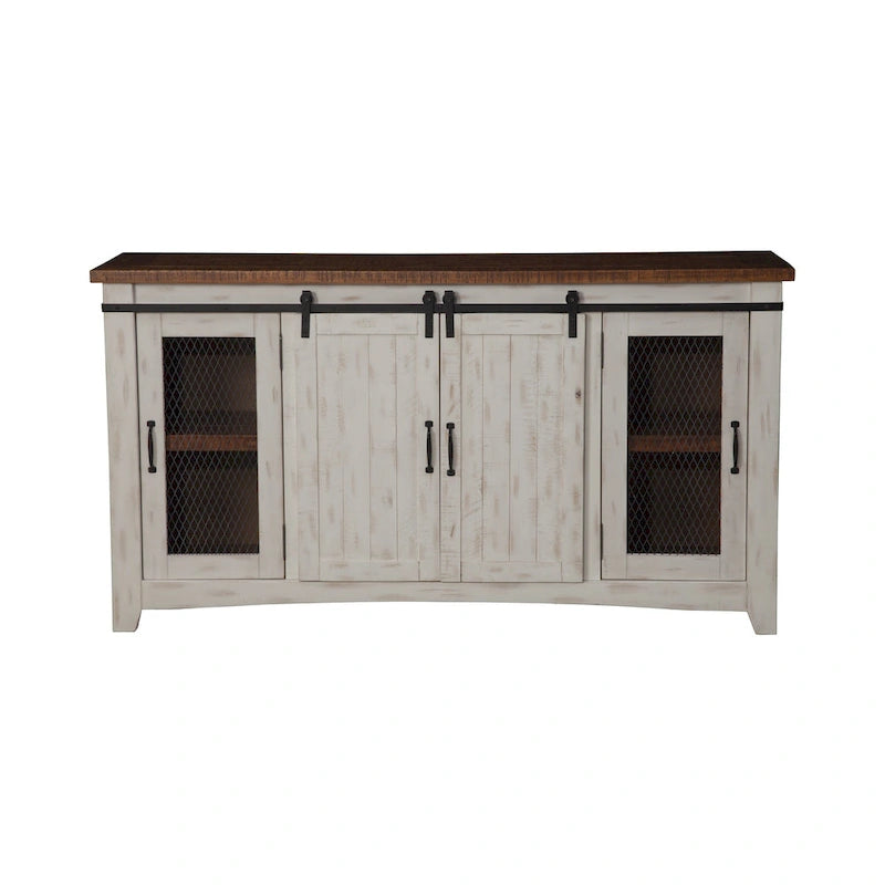 65-inch Solid Wood Barn Door TV Stand Console