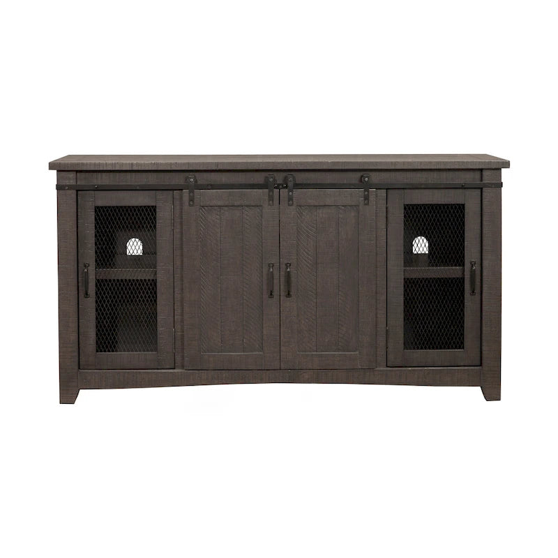 65-inch Solid Wood Barn Door TV Stand Console