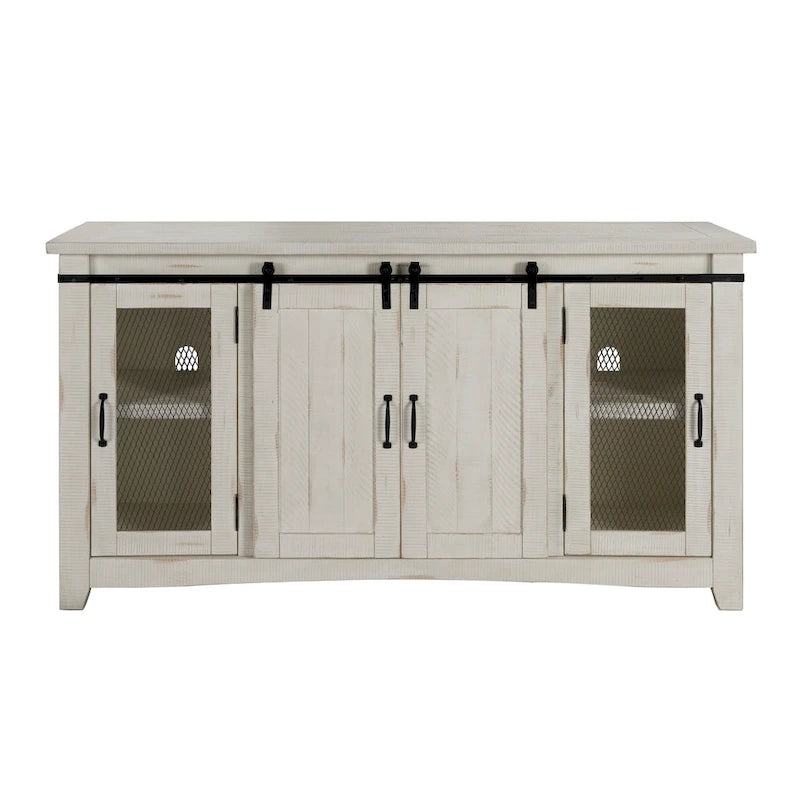 65-inch Solid Wood Barn Door TV Stand Console