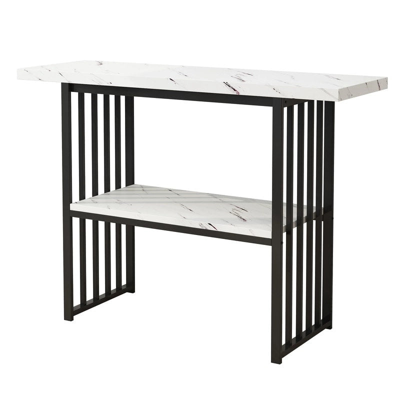 Modern 42-Inch Console/Accent Table with Geometric Metal Legs