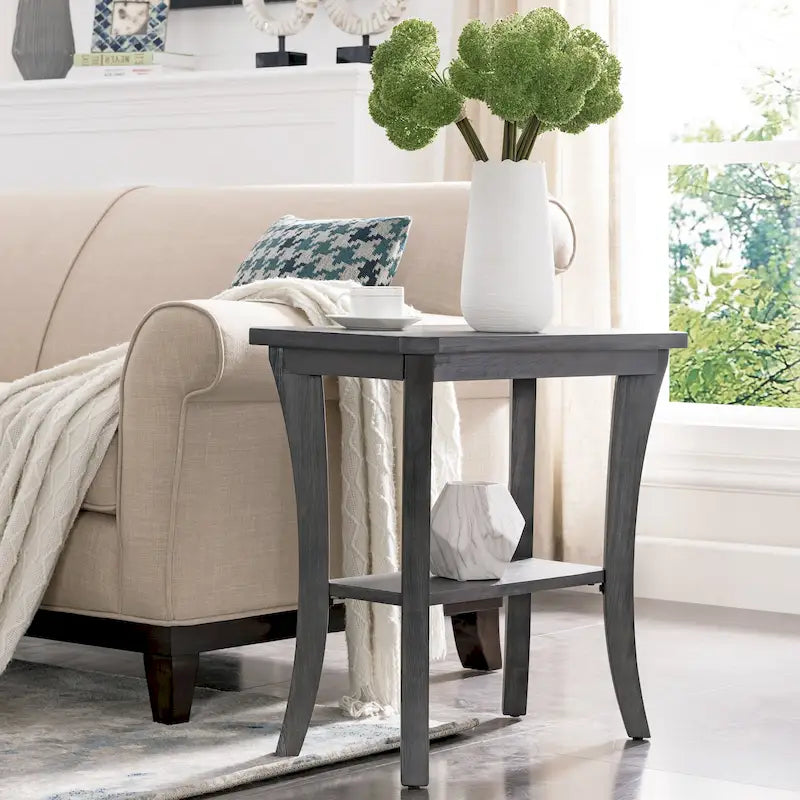 Narrow End Table with Shelf