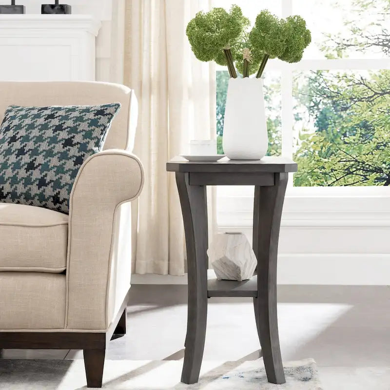 Narrow End Table with Shelf