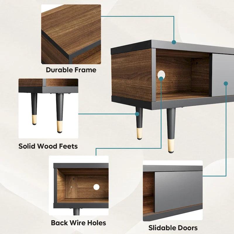 TV Stand for 85 Inch TVs, Entertainment Center with Storage and Sliding Doors, 2-in-1 Long Media Console for Living Room