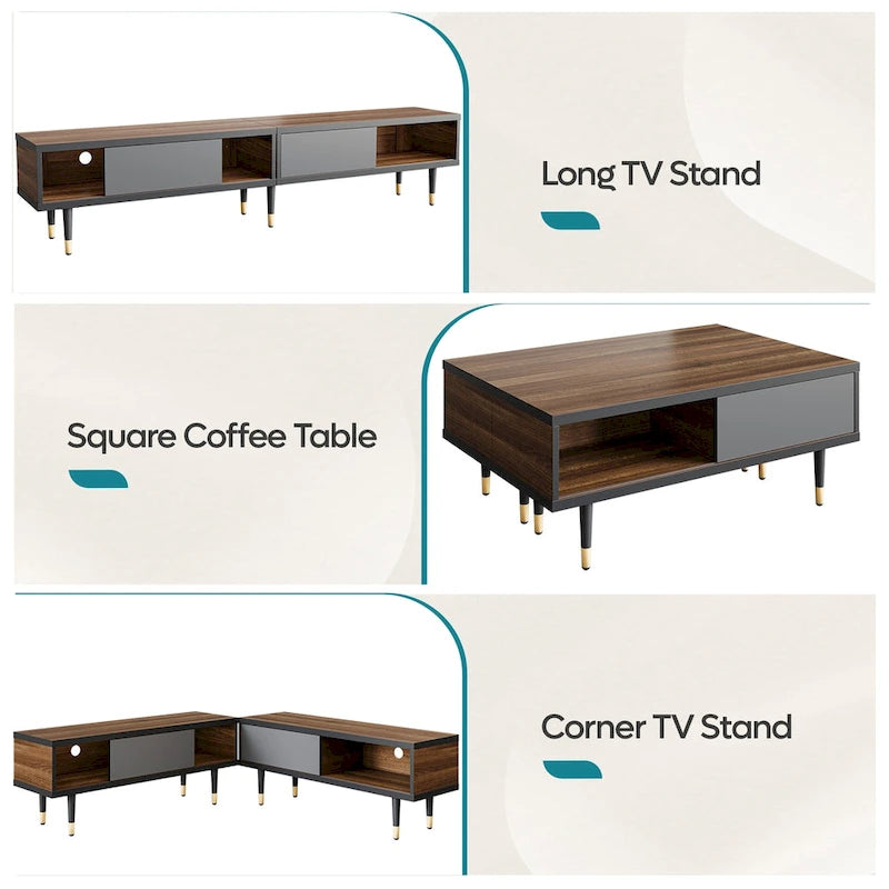 TV Stand for 85 Inch TVs, Entertainment Center with Storage and Sliding Doors, 2-in-1 Long Media Console for Living Room