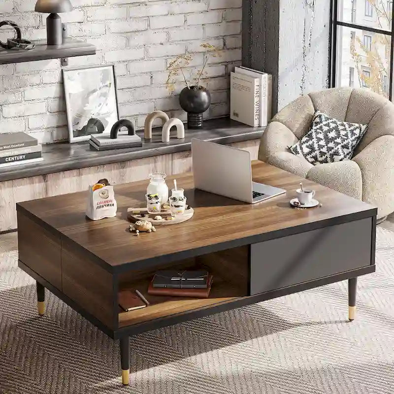 Meuble TV pour téléviseurs de 85 pouces, centre de divertissement avec rangements et portes coulissantes, long meuble média 2-en-1 pour salon