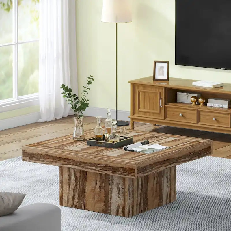 Square LED Coffee Table with Adjustable USB Light