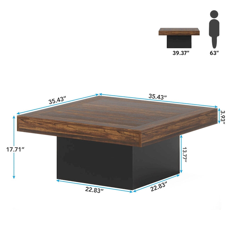 Table basse carrée à LED avec lumière USB réglable