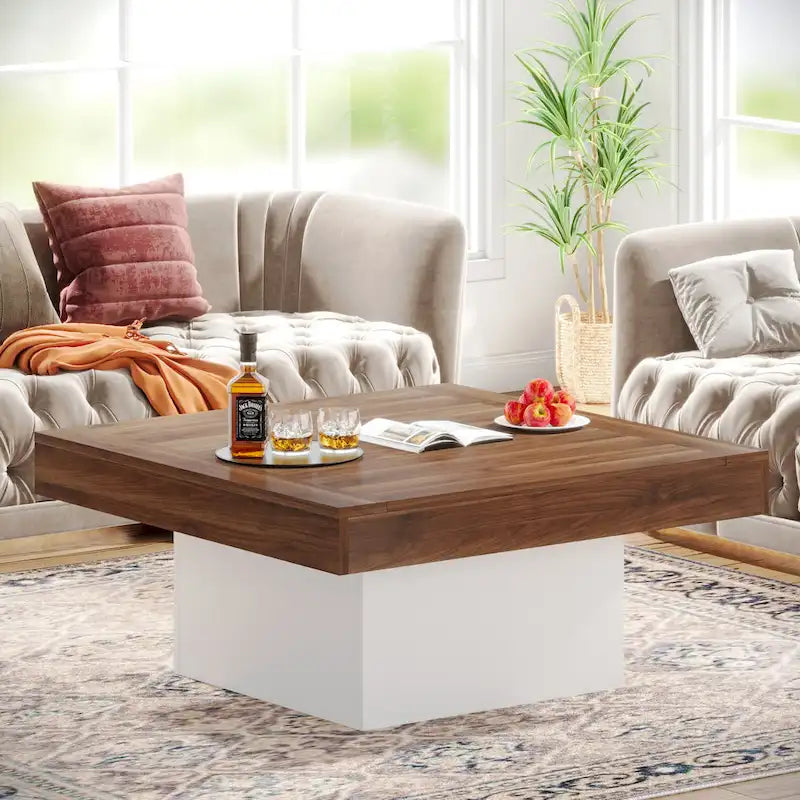 Table basse carrée à LED avec lumière USB réglable