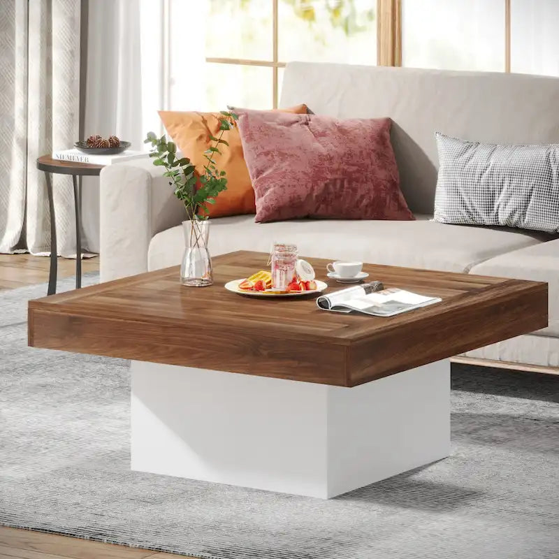 Table basse carrée à LED avec lumière USB réglable