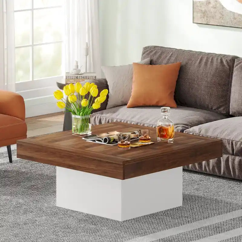 Table basse carrée à LED avec lumière USB réglable
