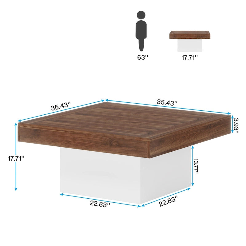 Table basse carrée à LED avec lumière USB réglable