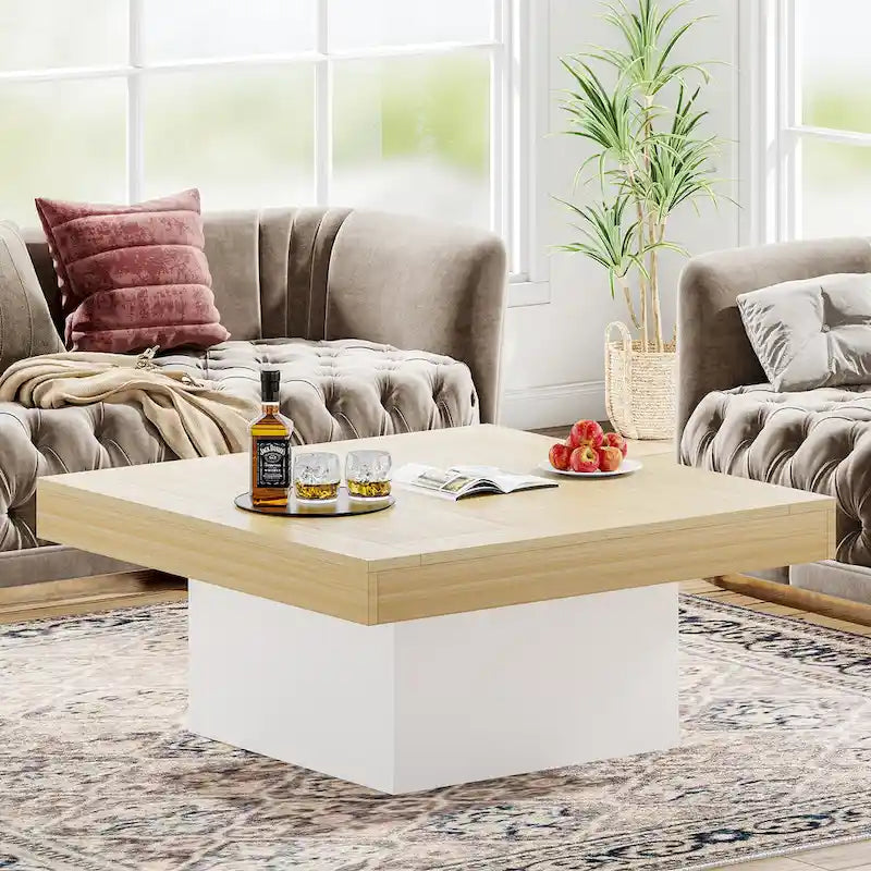 Table basse carrée à LED avec lumière USB réglable