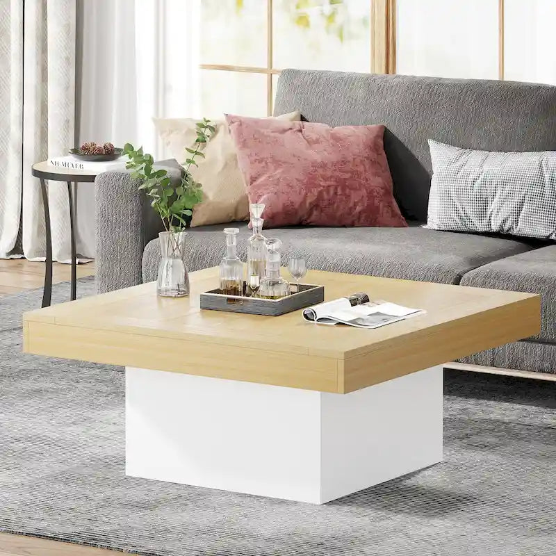 Table basse carrée à LED avec lumière USB réglable