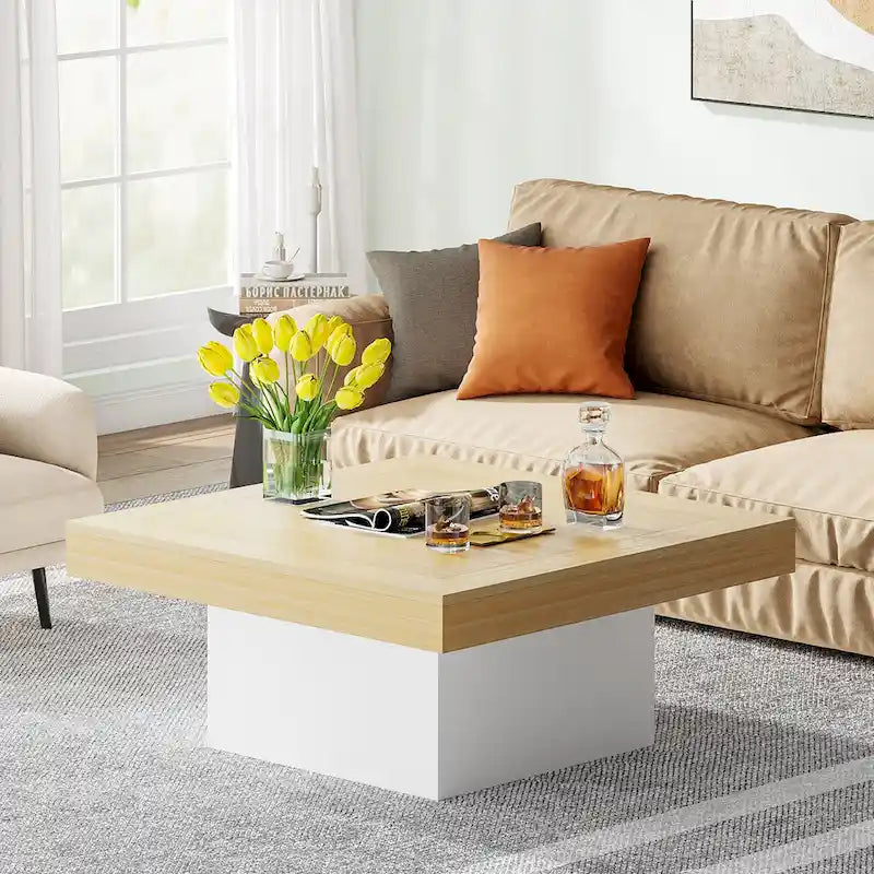 Table basse carrée à LED avec lumière USB réglable