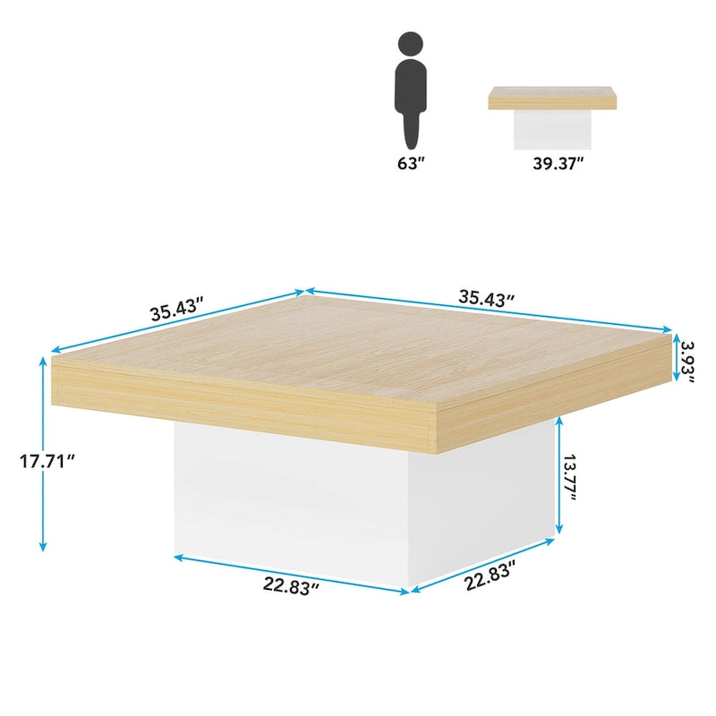 Table basse carrée à LED avec lumière USB réglable