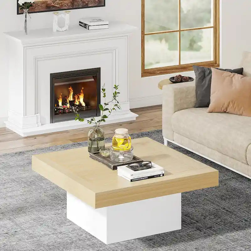 Table basse carrée à LED avec lumière USB réglable