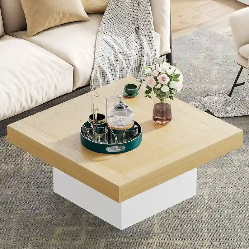 Table basse carrée à LED avec lumière USB réglable