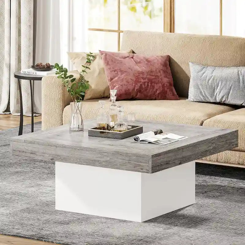 Table basse carrée à LED avec lumière USB réglable