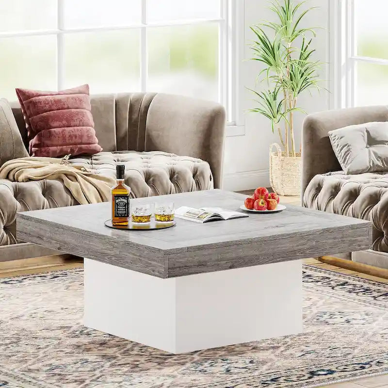 Table basse carrée à LED avec lumière USB réglable