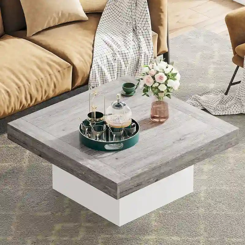 Table basse carrée à LED avec lumière USB réglable