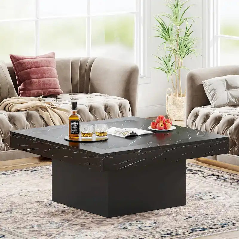 Table basse carrée à LED avec lumière USB réglable