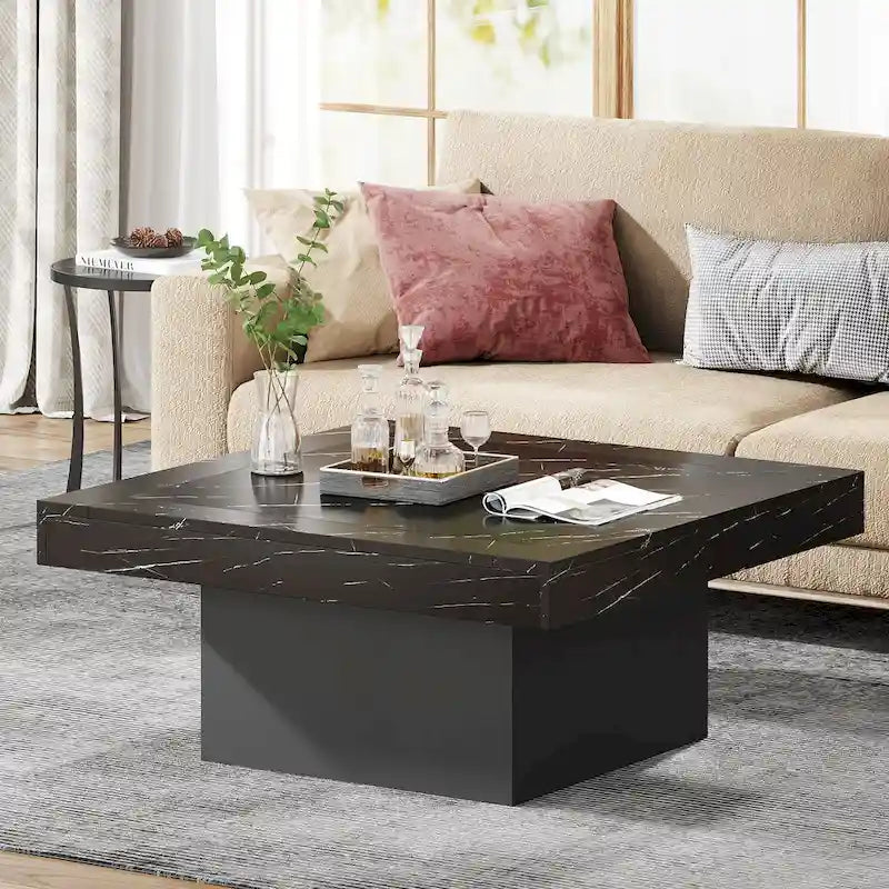 Table basse carrée à LED avec lumière USB réglable