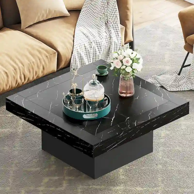 Table basse carrée à LED avec lumière USB réglable