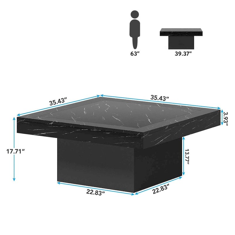 Table basse carrée à LED avec lumière USB réglable
